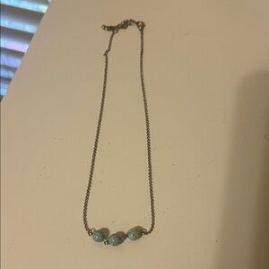 Elegant Silver Necklace with Blue Beads 9” long